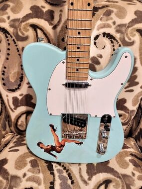 Fender Telecaster Light Turquoise Solid Body Electric Guitar w/ Pin-Up Girl